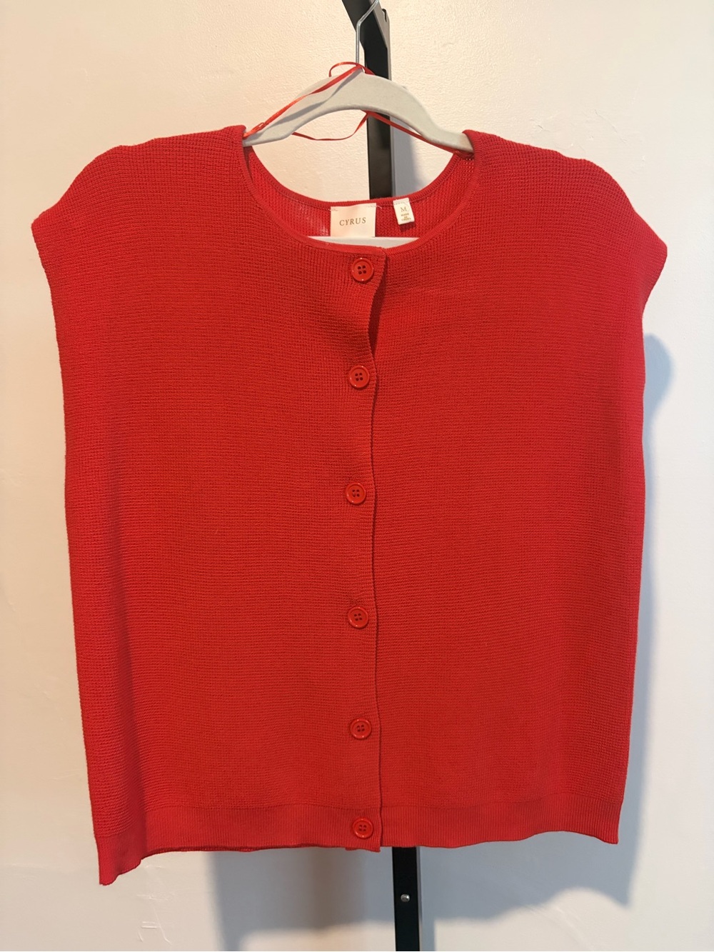 Cyrus Red Button-Front Knit Top